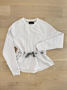 Sportmax Code White French Terry Sweatshirt With Ribbon Tie Waist - Size M